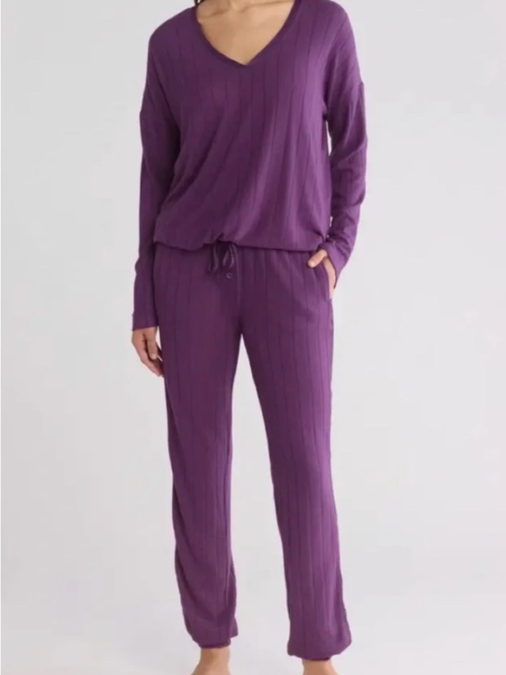 Ted Baker London Purple Ribbed Pajama Set Size Large